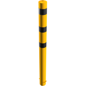 Bollard | steel tube  152 x 3,2 mm | yellow / black | stationary, for casting in concrete | total length: 2000 mm | with welded steel cap